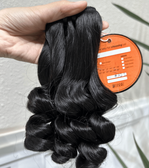 remy loose curly 2 hair bundles natural black color 3