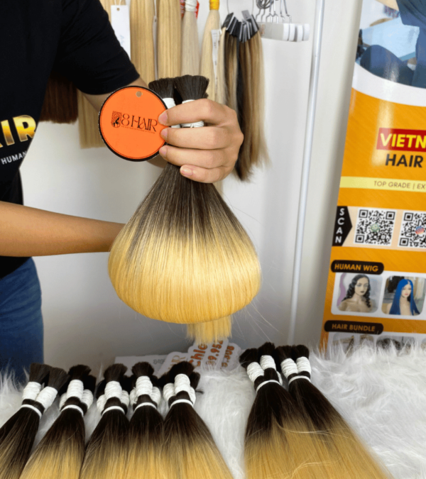 straight bulk hair extensions ombre blonde color super premium standard 1