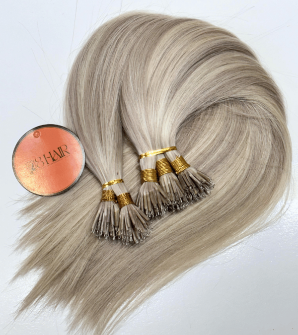 straight nano ring hair extensions viking blonde color 1