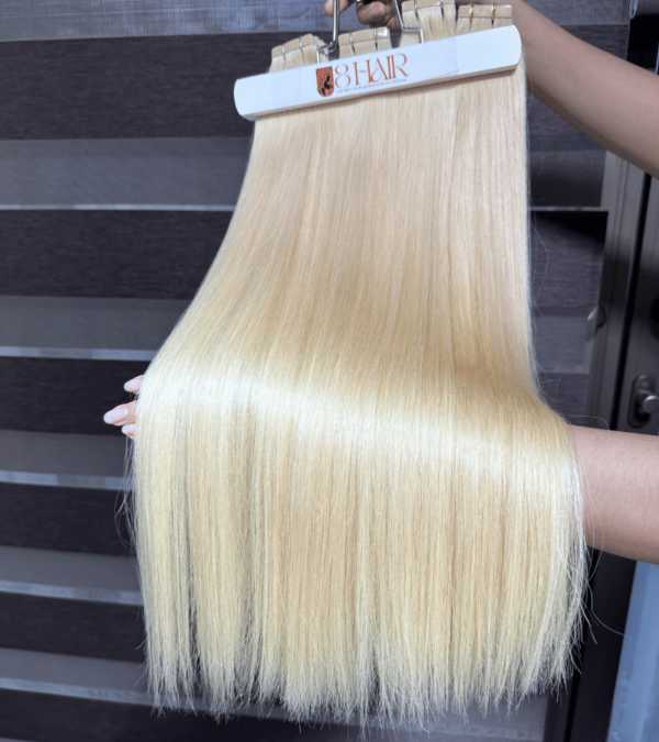 straight tape in hair extensions platinum blonde 60 color 1